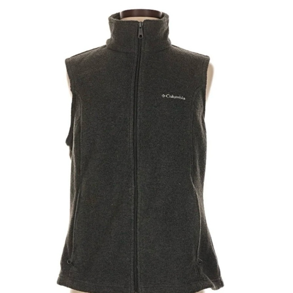 Columbia Benton Springs Fleece Vest Womens Size S Charcoal Gray Full Zip Outdoor - Picture 3 of 3